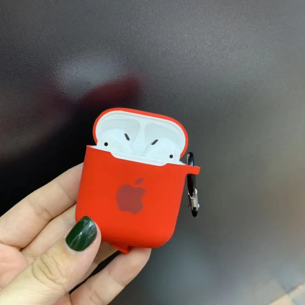 Чехол для Apple AirPods 2 1, чехол для наушников, аксессуары, мягкий чехол с милым логотипом, яркий цвет, чехол с крючками