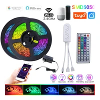 wifi music led strip light 510m 5050 rgb flexible ribbon 12v color changeable waterproof diode tape app control for home deco