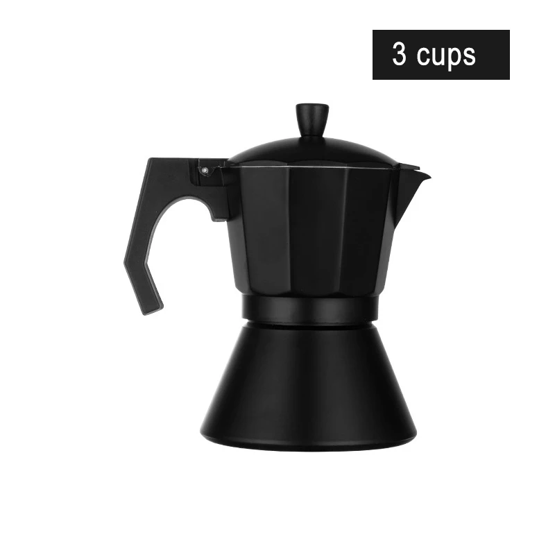 Black3cups GUNOT алюминиевый чайник Moka, матовый текстурированный кофейник, обогреваемая Итальянская Кофеварка, чайник эспрессо, Перколятор, кухонные инструменты - Цвет: Black3cups