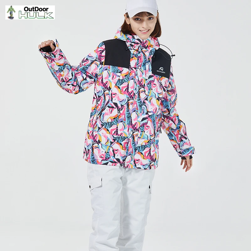 

Новый лыжный костюм HULK, Женский уличный лыжный Спортивный Теплый ветрозащитный костюм для сноуборда, холодостойкий Водонепроницаемый Модн...