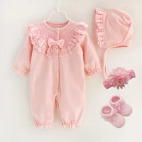 newborn baby girl clothes rompers 0 3 months cotton long sleeves autumn spring pink romper baby girl socks 3 6 9 months