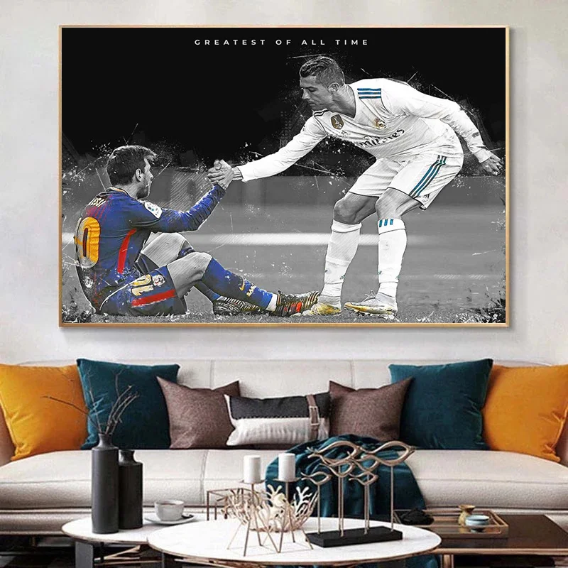 Портрет игрока в футбол звезда холст искусство декоративная живопись плакаты
