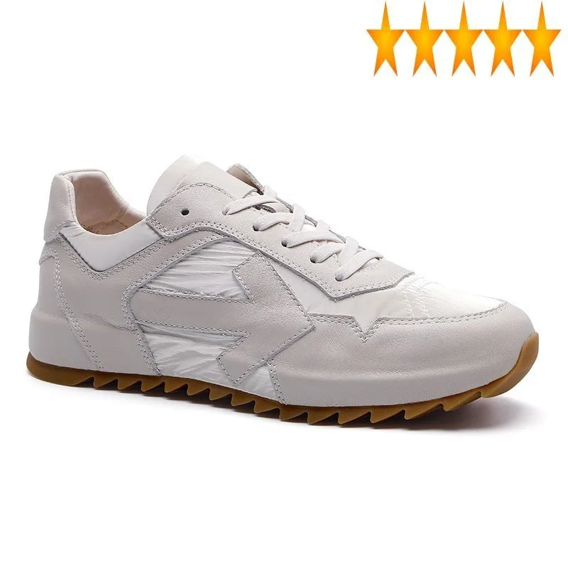 

Leather Genuine Brand White 100% Men Designer Breahtbale Patchwork Sneakers Street Casual Platform Shoes Zapatillas Hombre