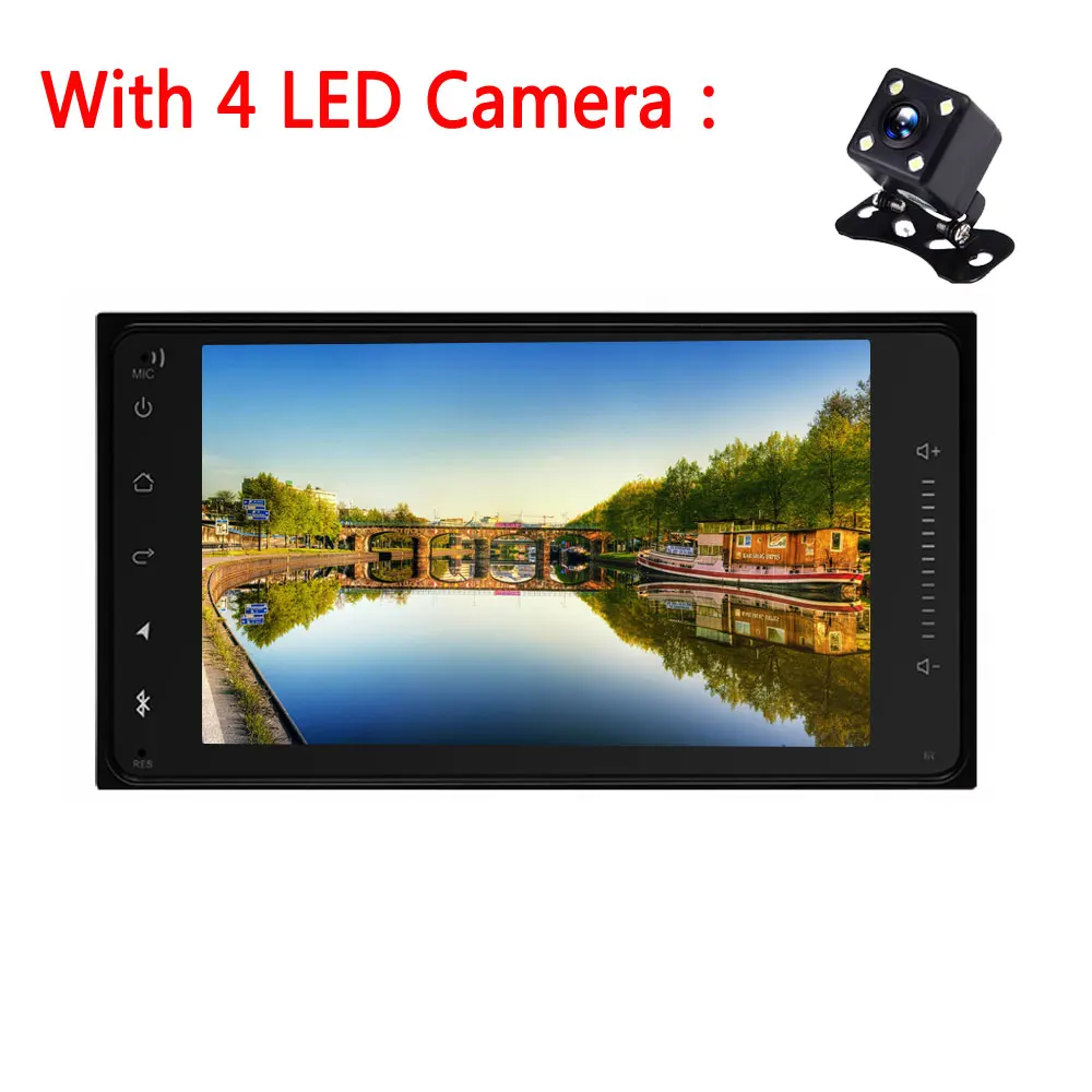 With 4 LED Camera Podofo " 2 Din Android автомобильный Радио gps навигация для Toyota сенсорный экран Bluetooth 2din автомобильный мультимедийный плеер MP5 Wifi Авторадио - Цвет: With 4 LED Camera