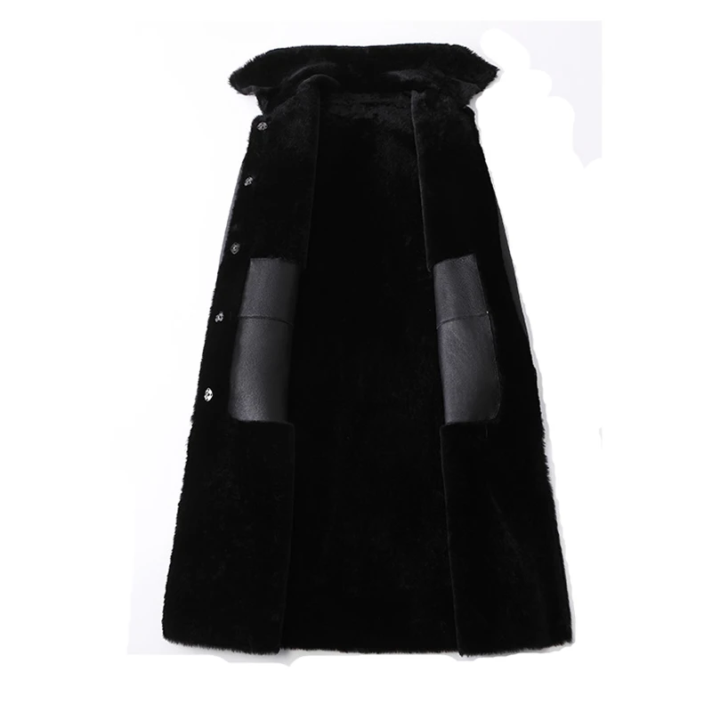 

Fashion Spring Woman Warm New Thicken Covered button Turn-down collar Pockets Loose Coat Female Mink Fur Real leather coat CY622