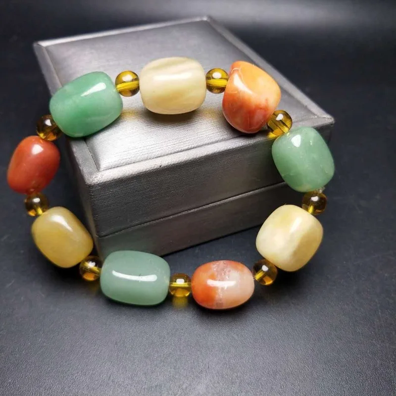 

New Design Pure Jade Bracelet High Quality Gold Silk Jade Multi-color Follow-up Bracelet for Men and Women