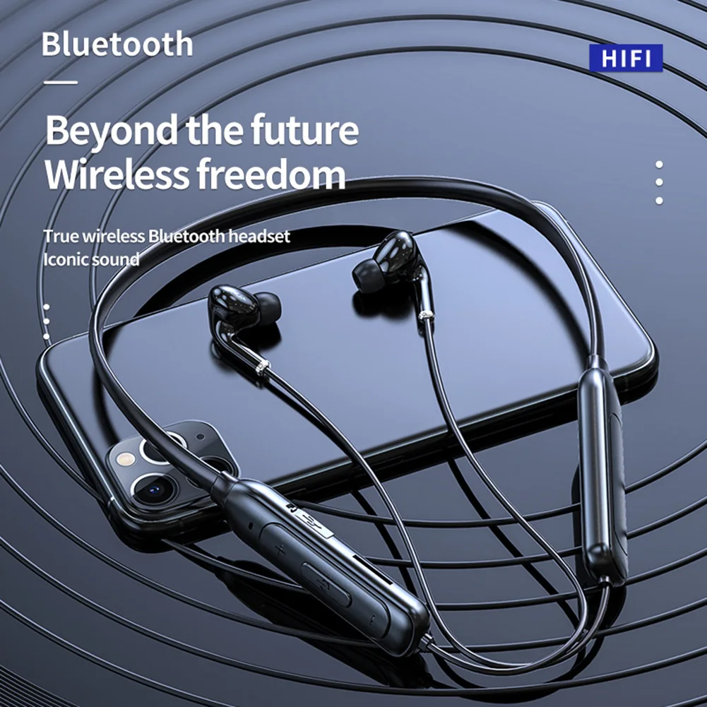 

Bluetooth Earphones Wireless Neckband Earphones with Mic Supports Memory Card(64G) 8H Music Time for Gym Sports