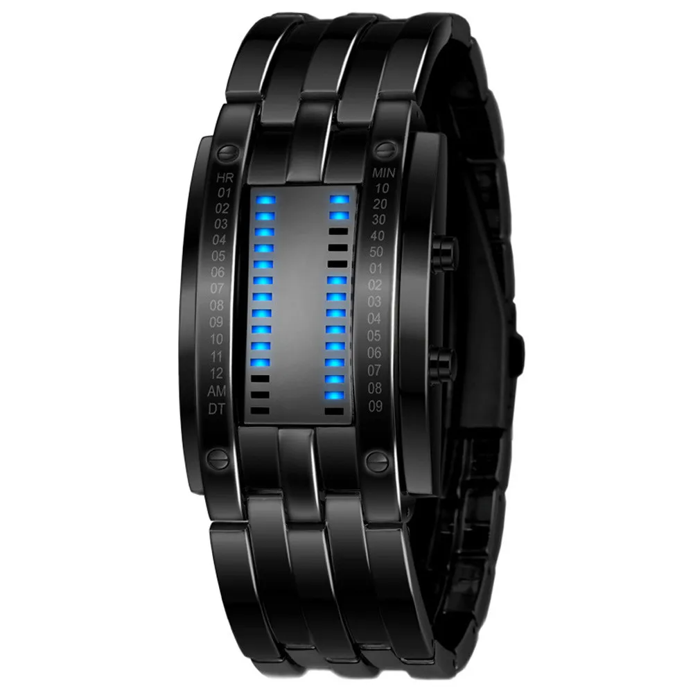 Fashion Technology Men and Women Binary Luminous LED Electronic Display Sports Watch Top Brand All Steel Waterproof Couple | Наручные