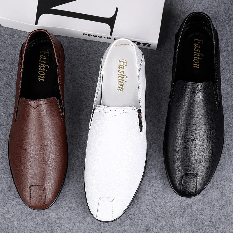 

Men Fashion Genuine Leather Casual Loafers Soft Comfortable Breathable Flats Lazy Shoes Men's Lightweigh Moccasins Driving Shoes