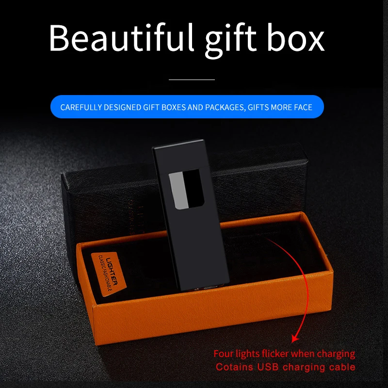 Зажигалка электронная беспламенная с зарядкой от USB ультратонкая перезаряжаемая