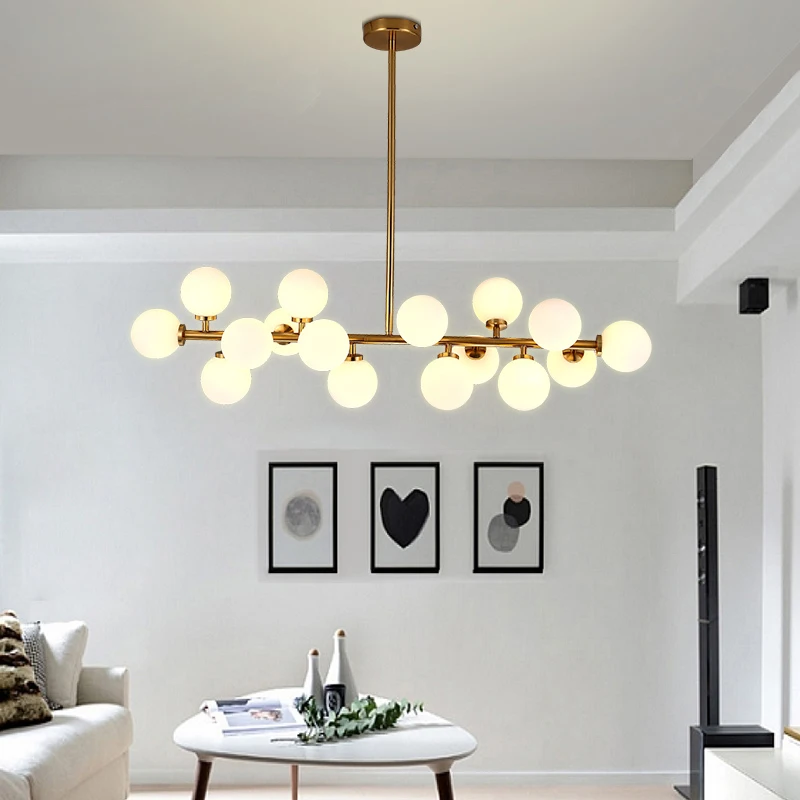 

Luxury LED Chandeliers Art deco Gold Chandelier Pendant For Living room Kitchen Nordic Industrial Glass Room Lighting lampadario