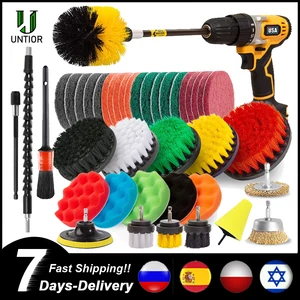 UNTIOR Drill Brush Attachment Set Power Scrubber Brush Car Polisher Bathroom Cleaning Kit with Extender Kitchen Cleaning Tools