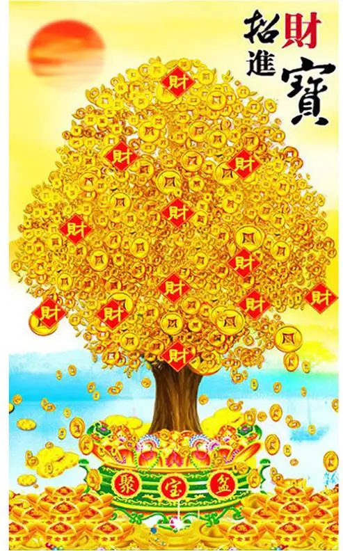 Алмазная живопись 5d сделай сам вышивка денежное дерево пейзаж мозаика наклейки с