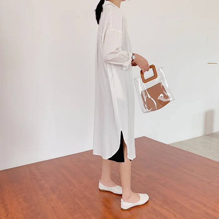 Свободная рубашка выше колена из хлопка и льна новинка весны 2020 женская одежда в