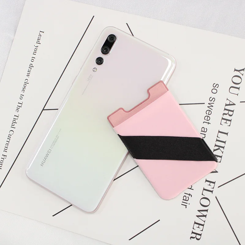 

New Creative Elastic Lycra Cell Phone Wallet Case Women Men ID Credit Card Holder Business Pocket 3M Stick-On Adhesive Sticker