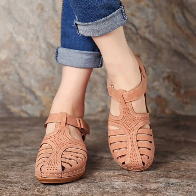 2020 New Summer Women's Sandals Shoes Girls Comfortable Ankle Hollow Round Toe Female Soft Beach Sole Plus Size 46 | Обувь