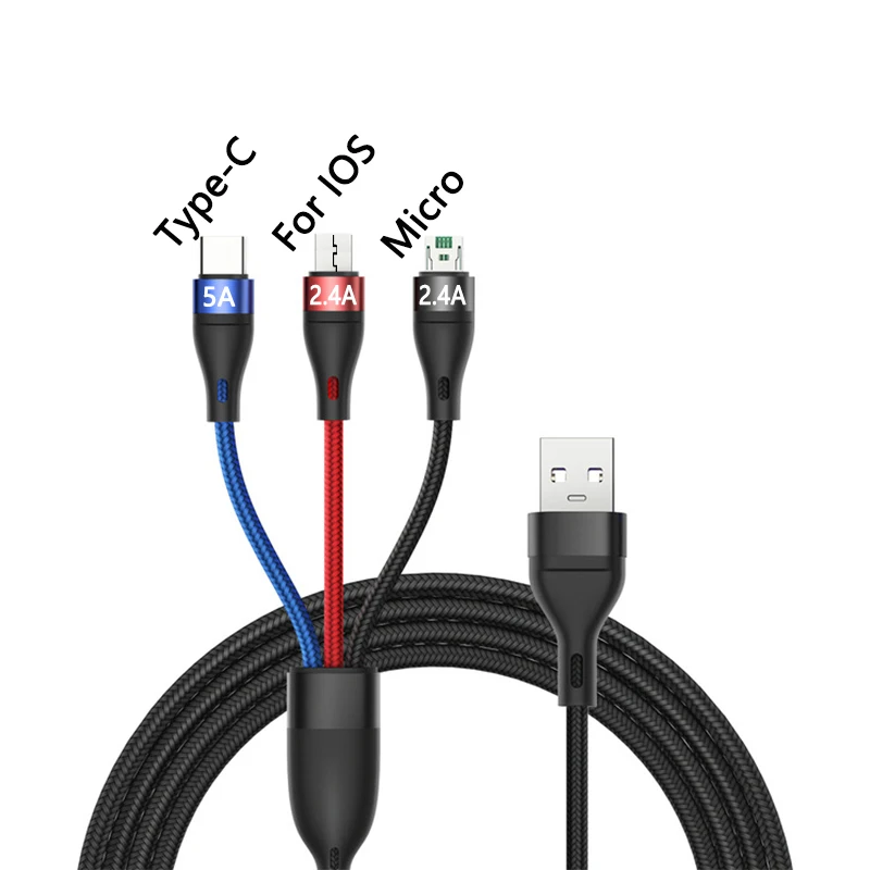 Многофункциональное быстрое зарядное устройство Micro USB C шнур передачи данных 3 в 1