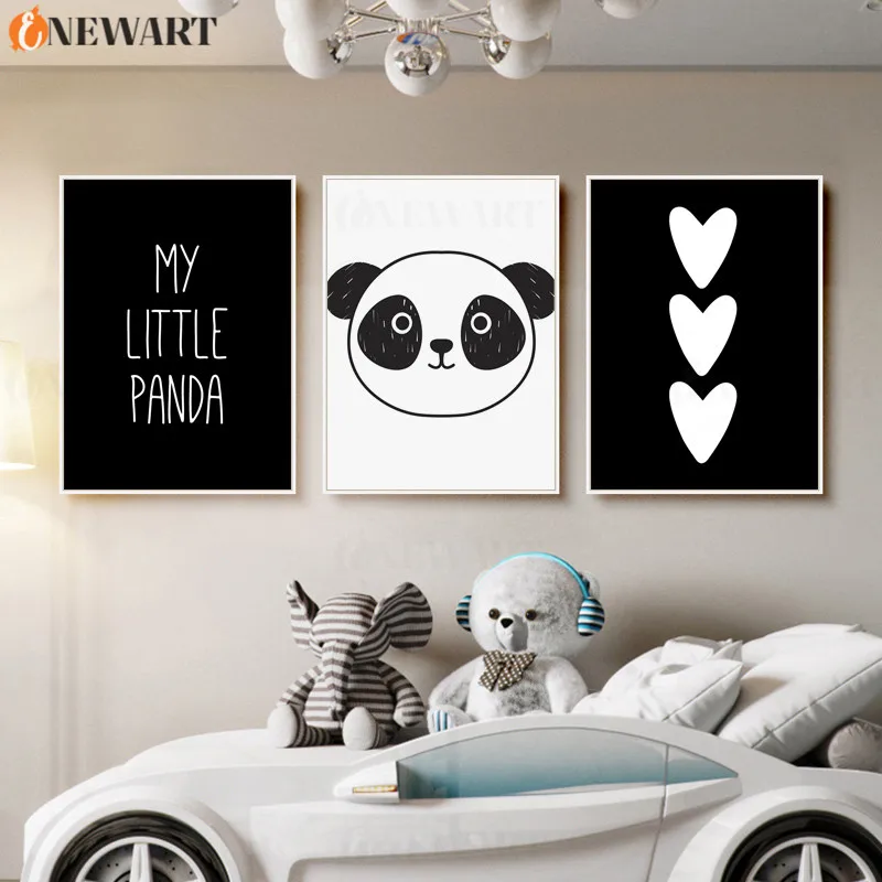 Детская настенная Художественная печать на холсте постеры черно-белая картина