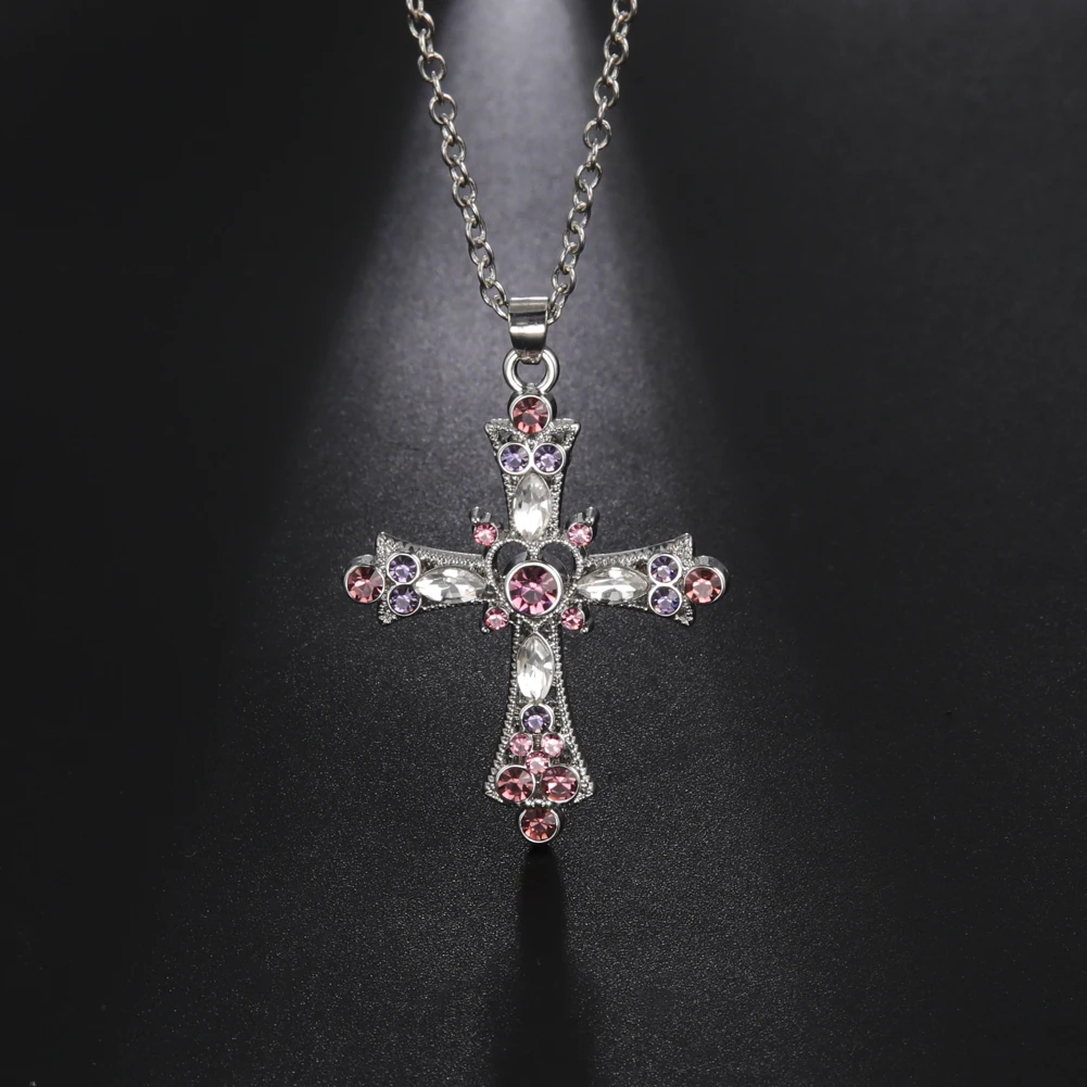 My Shape Красочные кристаллы горный хрусталь Иисус крест религия ожерелья женское