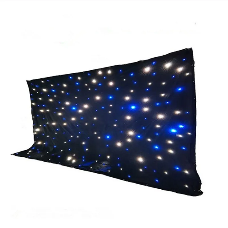 

3X6M Blue-White Color LED Star Curtain Party Decoration Stage Backdrop Cloth With DMX512 Lighting Controller For Wedding Event