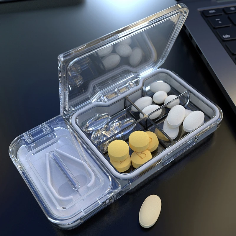 

Pill Cutter and Splitter Cutter Medicine Storage Compartment Box for Hold Tablets and Cutting Pills in Half for 7 Days