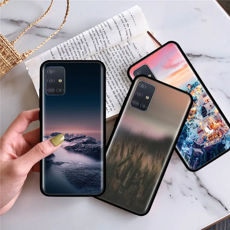 

Mountain Forest Cloud Case For Samsung Galaxy A51 A71 A01 A81 A91 A50 A70 A70s M31 Black Silicone Phone Cover Fundas