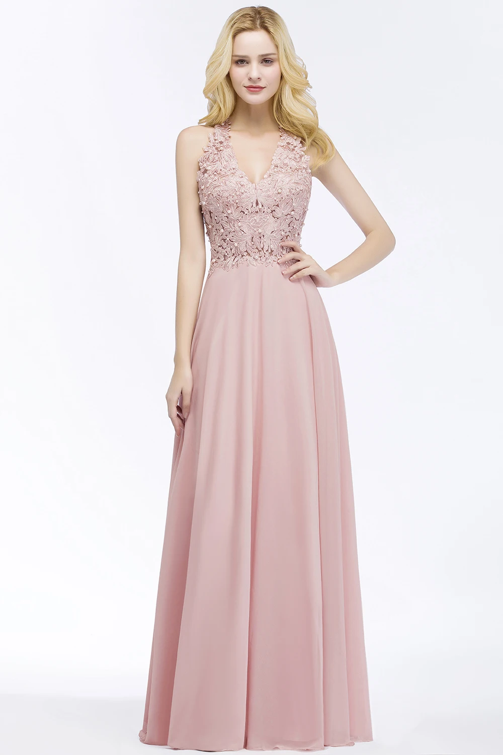 Пикантное кружевное шифоновое длинное вечернее платье в пол с V-образным вырезом