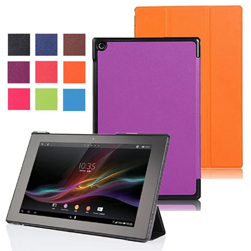 Чехол-подставка тройного сложения из легкой искусственной кожи для Sony Xperia Z4/Z2 Tablet
