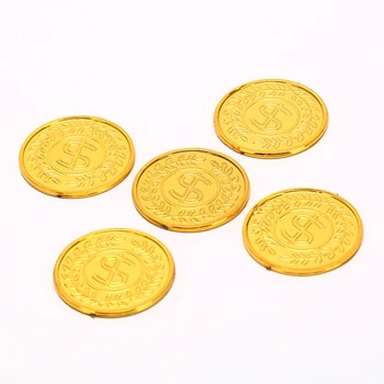 100Pcs/pack New Poker Casino Chips Bitcoin Model Bitcoin Gold Plating Plastic Prate Gold Coins Pirate Treasure Game Poker Chips 6