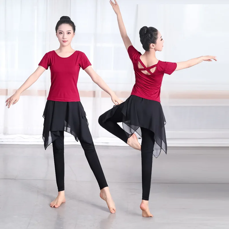 Dance practice clothes spring and summer long-sleeved modern dance suit adult modal beauty back shape body Latin |