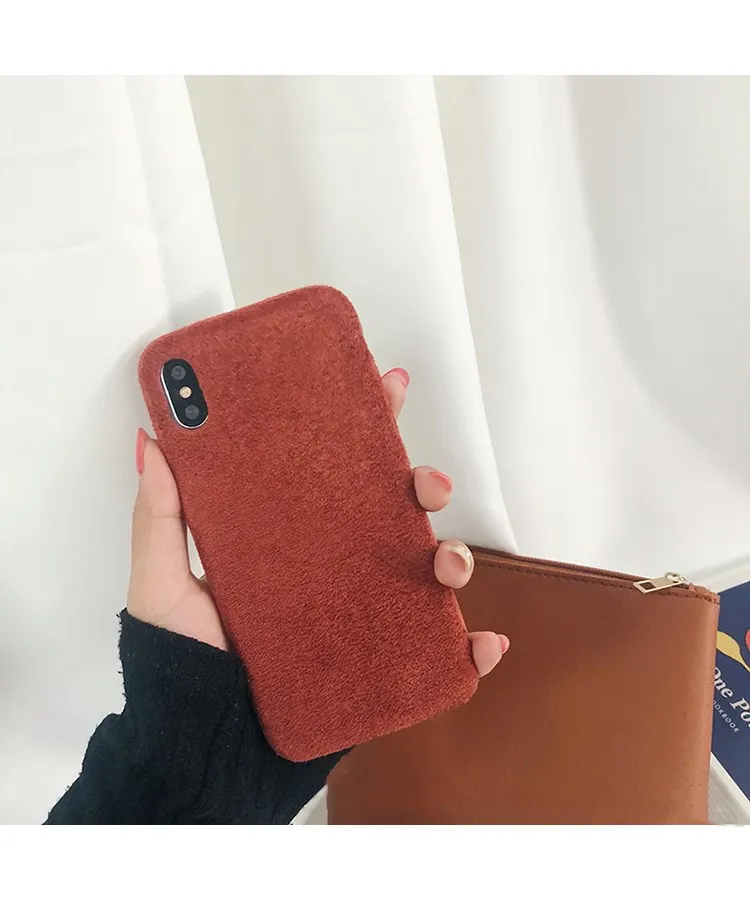 ORANG Gimfun зимний однотонный вельветовый тканевый чехол для телефона для Iphone 11 Pro Xs Max XR 7 6s 8 Plus Coque задняя крышка тканевый Мягкий ТПУ чехол - Цвет: ORANG