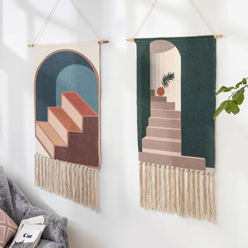 

Nordic Art Opknoping Doek Nieuwe Hand Gebreide Kwastje Wandtapijt Muur Opknoping Handgemaakte Bohemian Stijl Retro Home Decor
