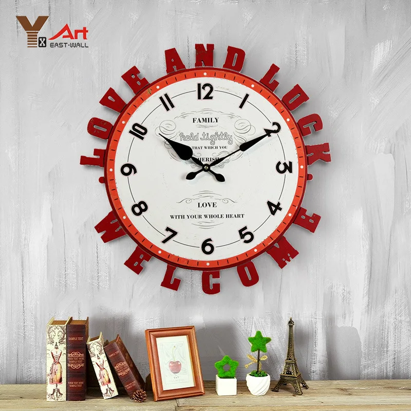 Настенные часы креативные большие 3d с алфавитом 50 см в стиле потертый шик