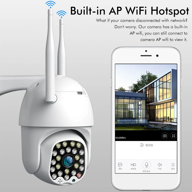 HD 1080P наружная скоростная купольная Водонепроницаемая Wifi ip-камера 500 Вт