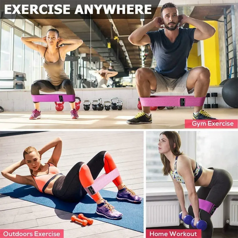 

3 Pieces Yoga Fitness Resistance Bands Elastic Squat Hip Circle Belt Resistance Band Set Home Sport Workout Legs Thigh Trainer