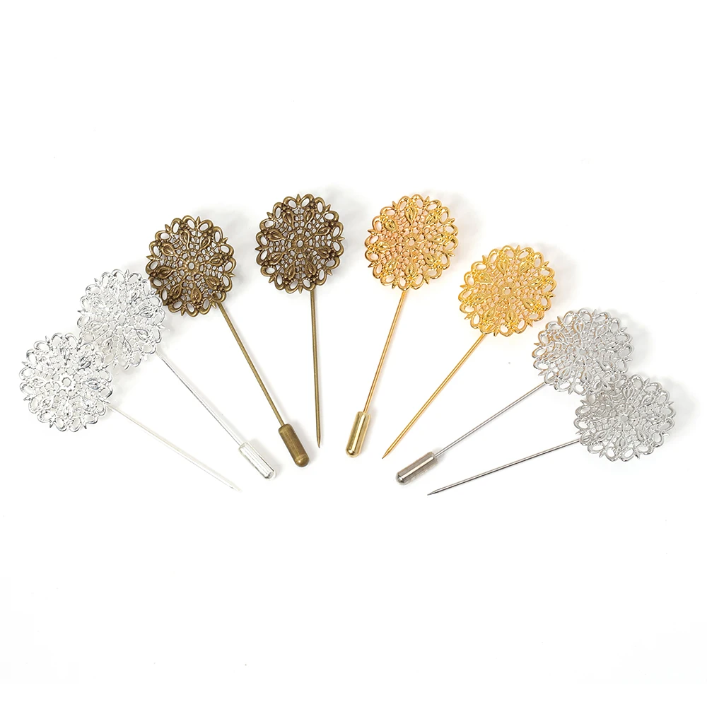 Ажурная Медная брошь в форме цветка для женщин основа закрепления на лацкан