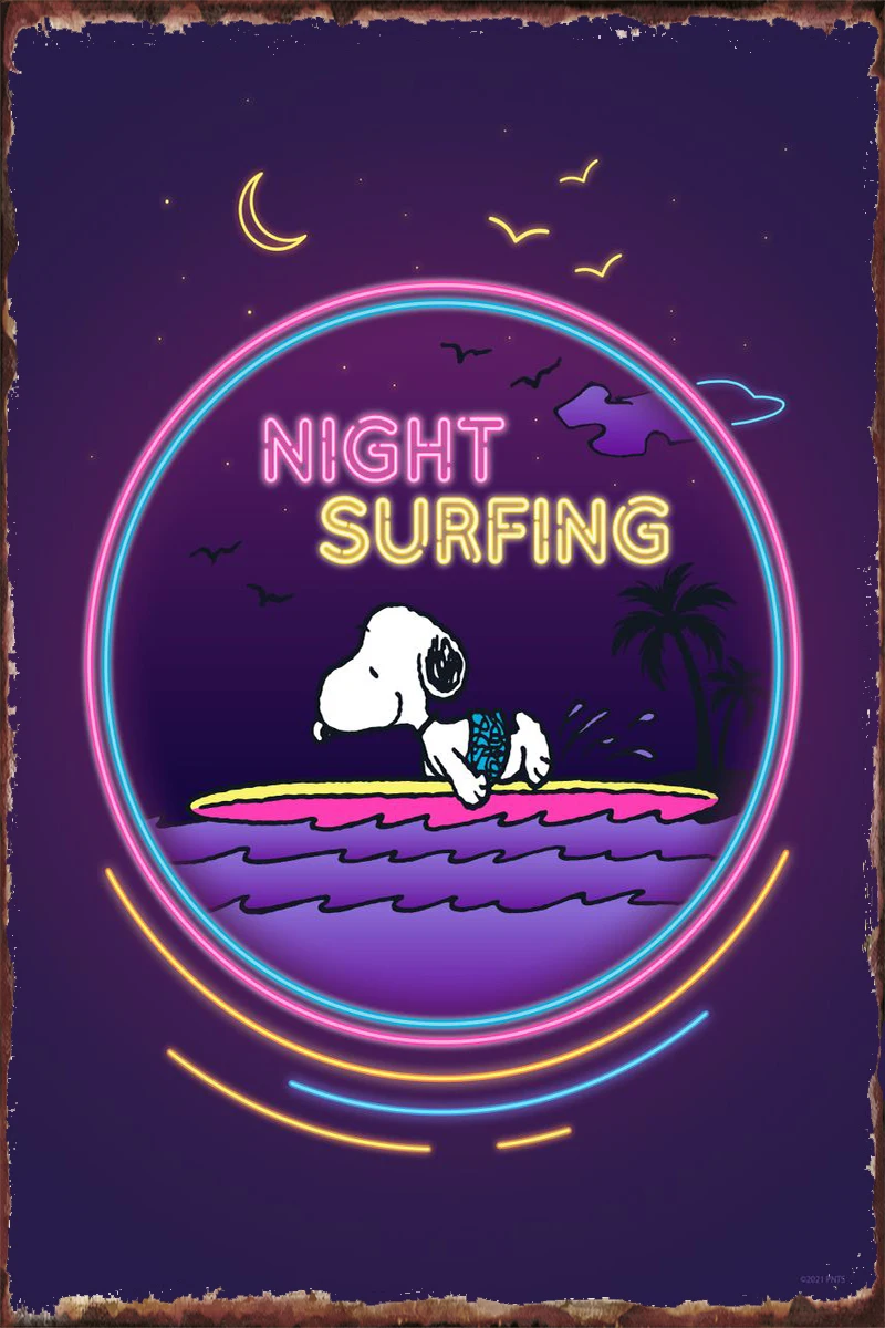 

Night Surfing Wall Decor Room Decoration Retro Vintage Metal Sign Tin Sign Tin Plates For Art Home Club Man Cave Cafe Pub
