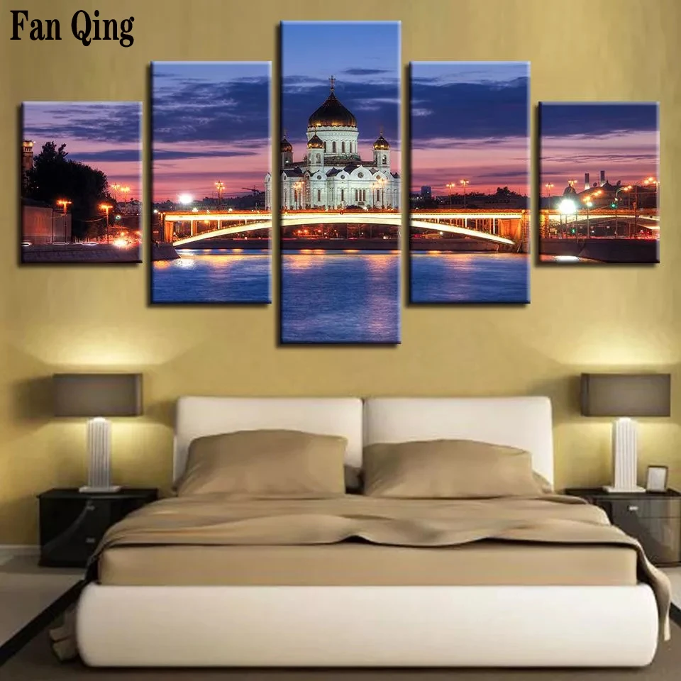 

5D Diamond Embroidery City Night Landscape Diamond Painting Bridge Cross Stitch Mosaic handmade The Paintings Rhinestone Scenery
