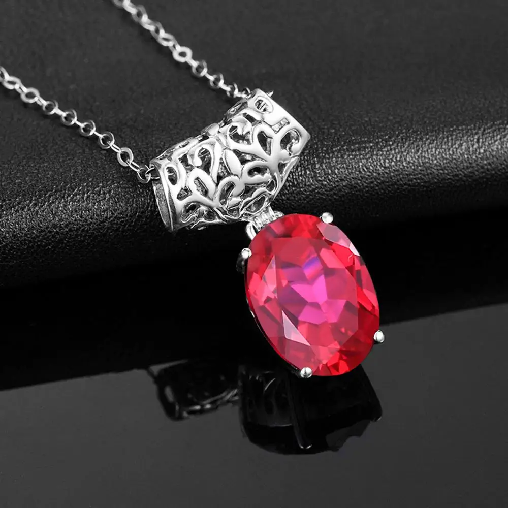 Серебро 925 Ювелирные наборы для ухода за кожей в подвески с рубинами женщин