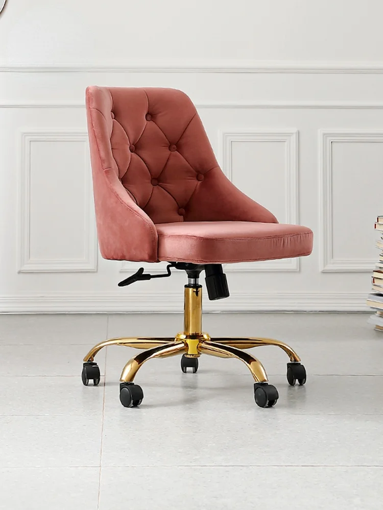 

TT Warm Face Computer Chair Home Desk Chair Cute Comfortable Study Office Chair Swivel Chair Girl Bedroom Light Luxury Cosmetic