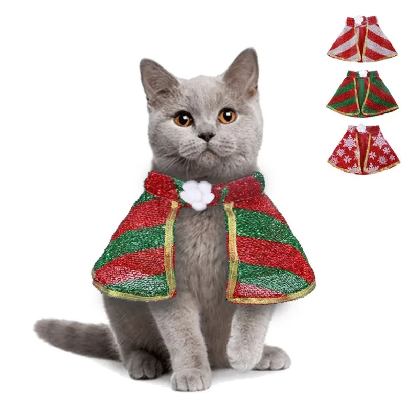 

Christmas Funny Dog Cat Clothes Pet Cloak Clothes Small Medium Dog Coat Red Snowflake Clothes Role Play Cat Pet Supplies*