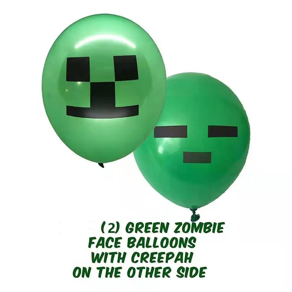 

12pcs pixel latex balloons cartoon toys children's birthday party decoration balloons miner world balloon set