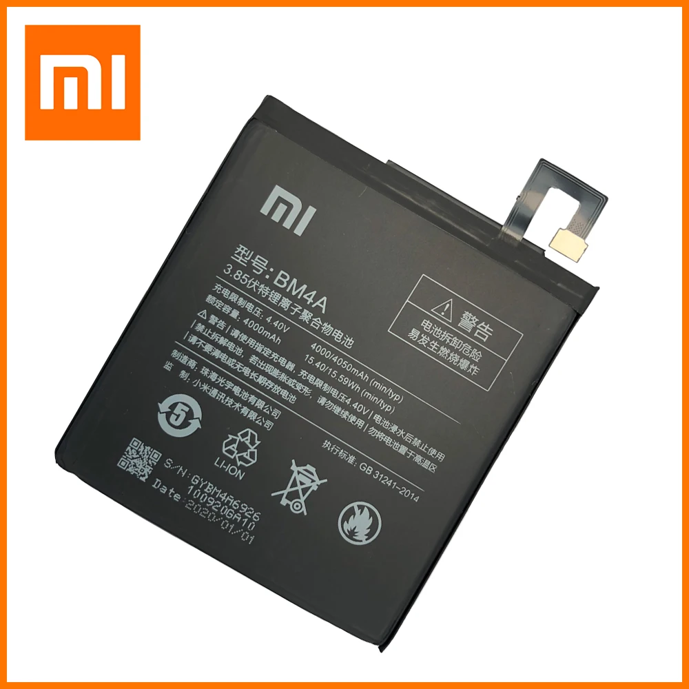 Оригинальный аккумулятор Xiao Mi 4000 мАч BM4A для телефона Xiaomi Redmi Pro сменный