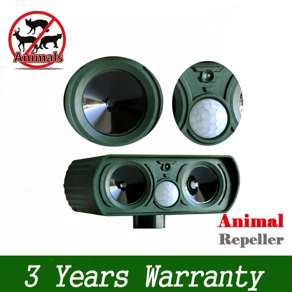 

Solar Ultrasonic Repeller Animal Chaser Repeller Repellent Cat Dog Fox Deterrent for Outdoor Garden