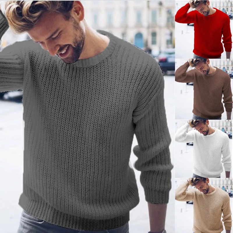 

ZOGAA Men Autumn White Knitted Sweater Men Winter Mens Clothes O Neck Long Sleeve Pullover Mens Sweaters Male Casual Jumper