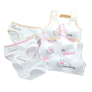 5 компл.лот с персонажами из мультфильмов для девочек, бюстгальтер и трусики Комплекты для девочек-подростков тренировочный хлопковый бюстгальтер с мягкими чашечками бюстгальтер + трусики, детский спортивный бюстгальтер трусики нижнее белье