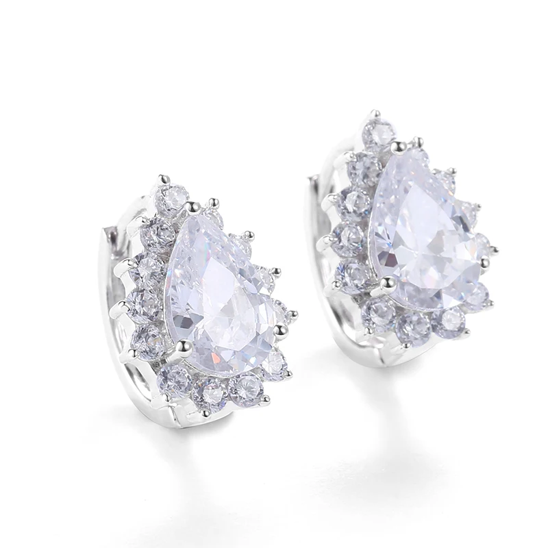 Low Price Women Pear Cut Zircon Clip Earrings Fashion Jewelry Promotion CLE001 | Украшения и аксессуары