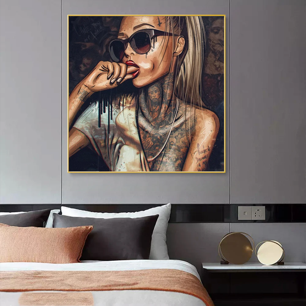 

Black Girl With Tattoo Canvas Paintings On The Wall Art Posters And Prints Abstract African Art Pictures For Living Room Cuadros