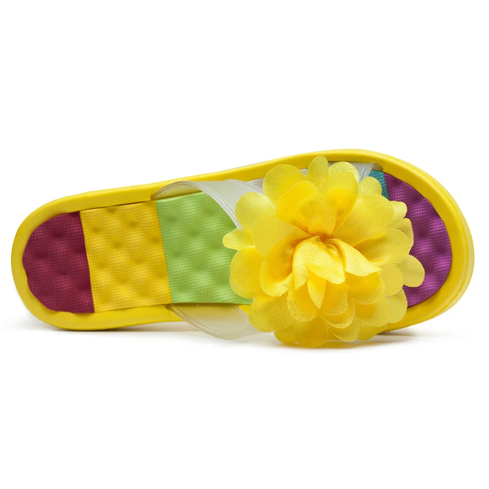 Шлепанцы женские летние на танкетке модные сандалии с цветочным принтом высокий