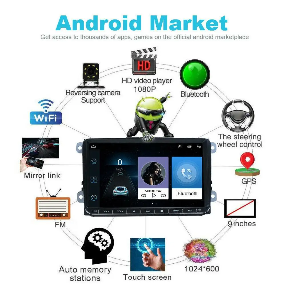 Автомобильный DVD плеер 12 В 9 дюймов Android 8 1 + 16 встроенных GPS универсальная